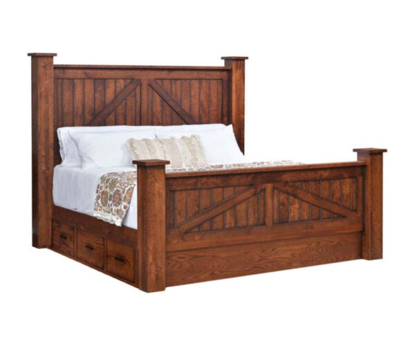 Mountain Lodge Post Bed With Drawers To The Floor