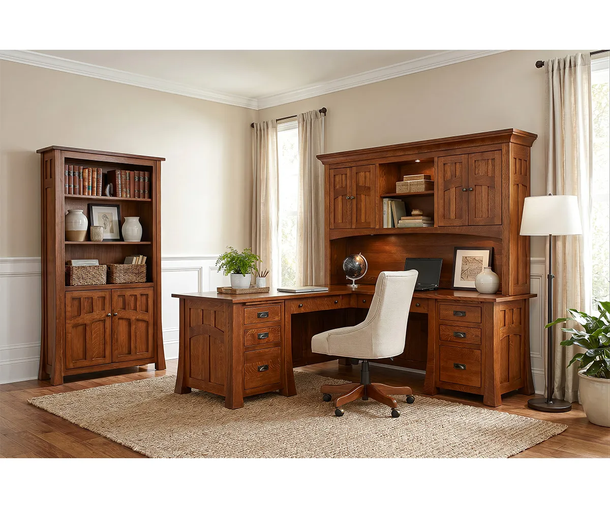 Bridgefort Mission Corner Desk with Hutch - 84"W - Image 4